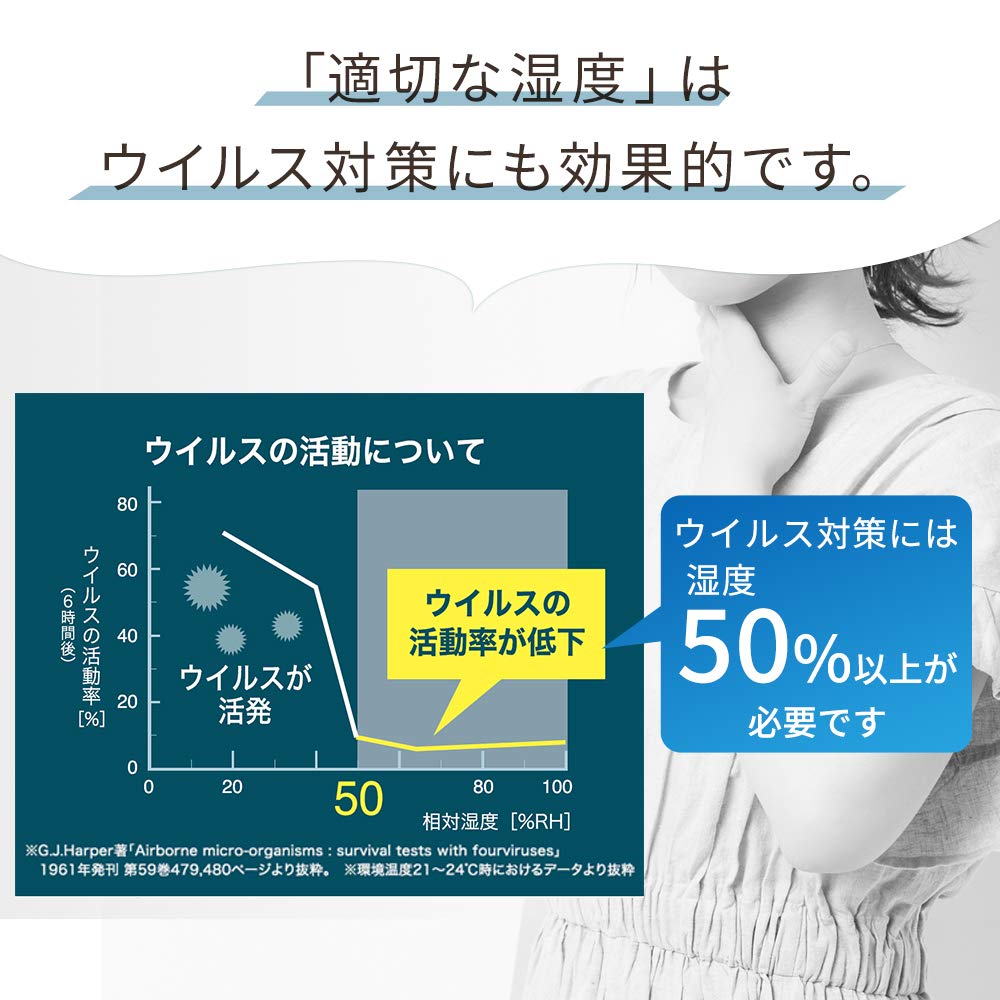 Iris Ohyama Ultrasonic 280ml 3L Tank Capacity tatami 11 Hours of Continuous Touch LED for Tabletop or Desk Antibacterial White UHM-280B-W Humidifier,