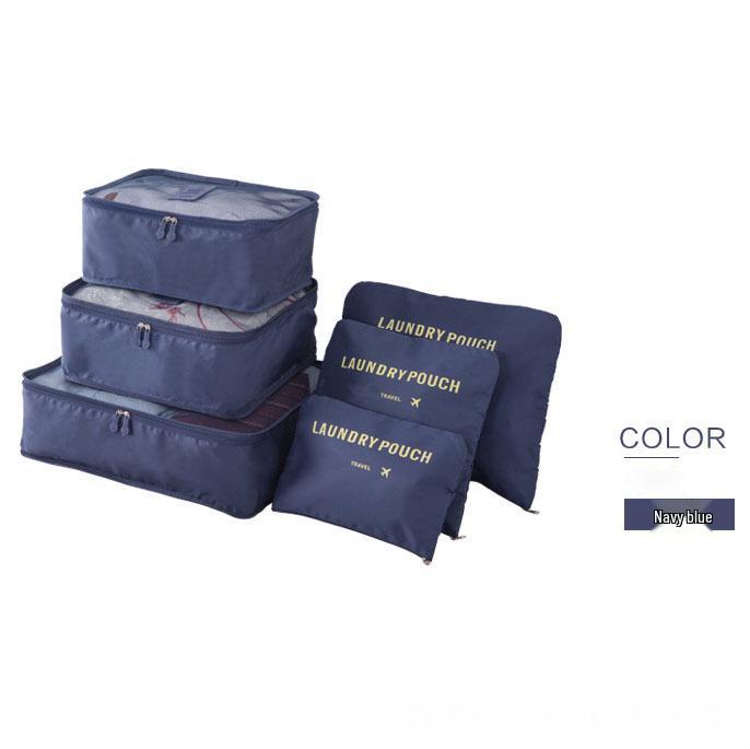 Korean Style Travel Bag Set - 6-Piece Oxford Cloth Organizer for Clothes, Underwear, and Shoes