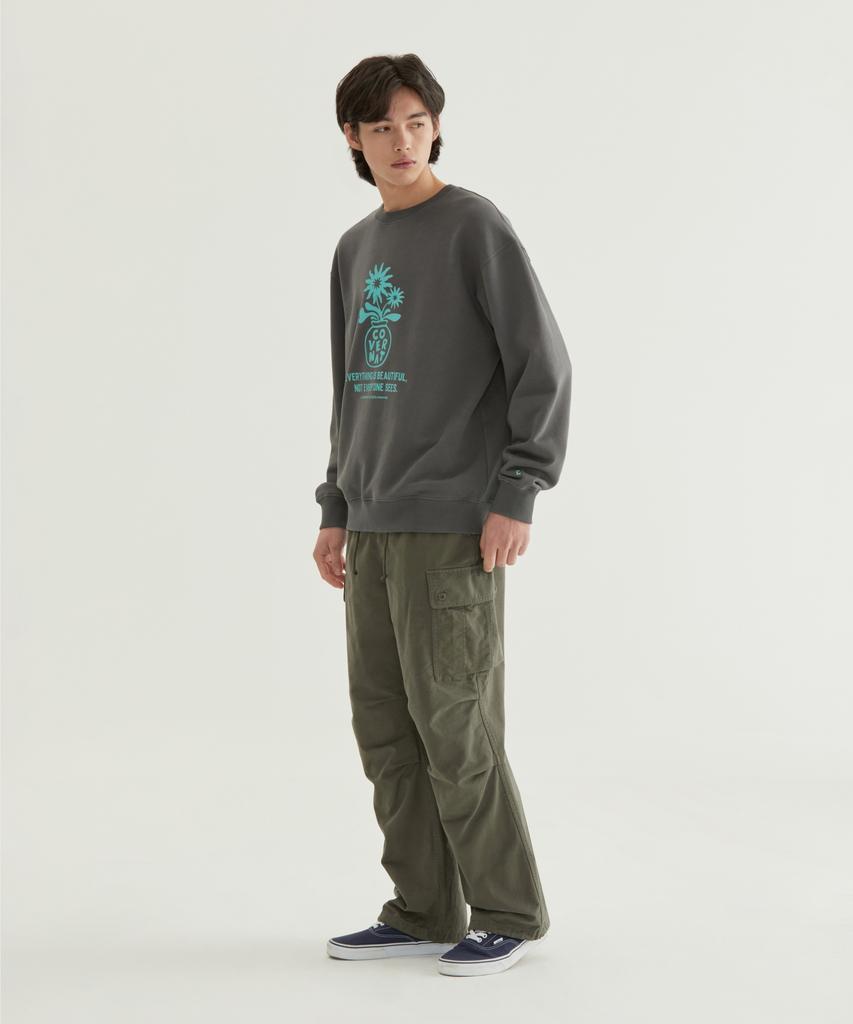 COVERNAT Wide Cotton Parachute Pants Olive