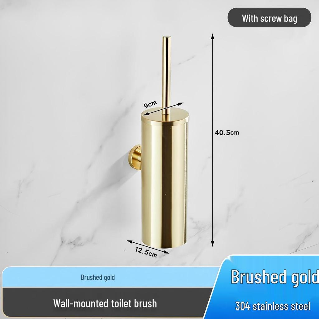 Wall-Mounted Stainless Steel Toilet Brush & Holder Set