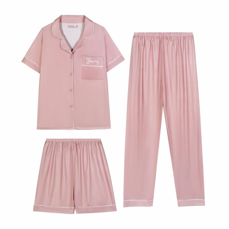 Summer Pink Pajamas Women'S Japanese Simple Short-Sleeved Shorts Trousers Lazy Home Wear Loungewear Women