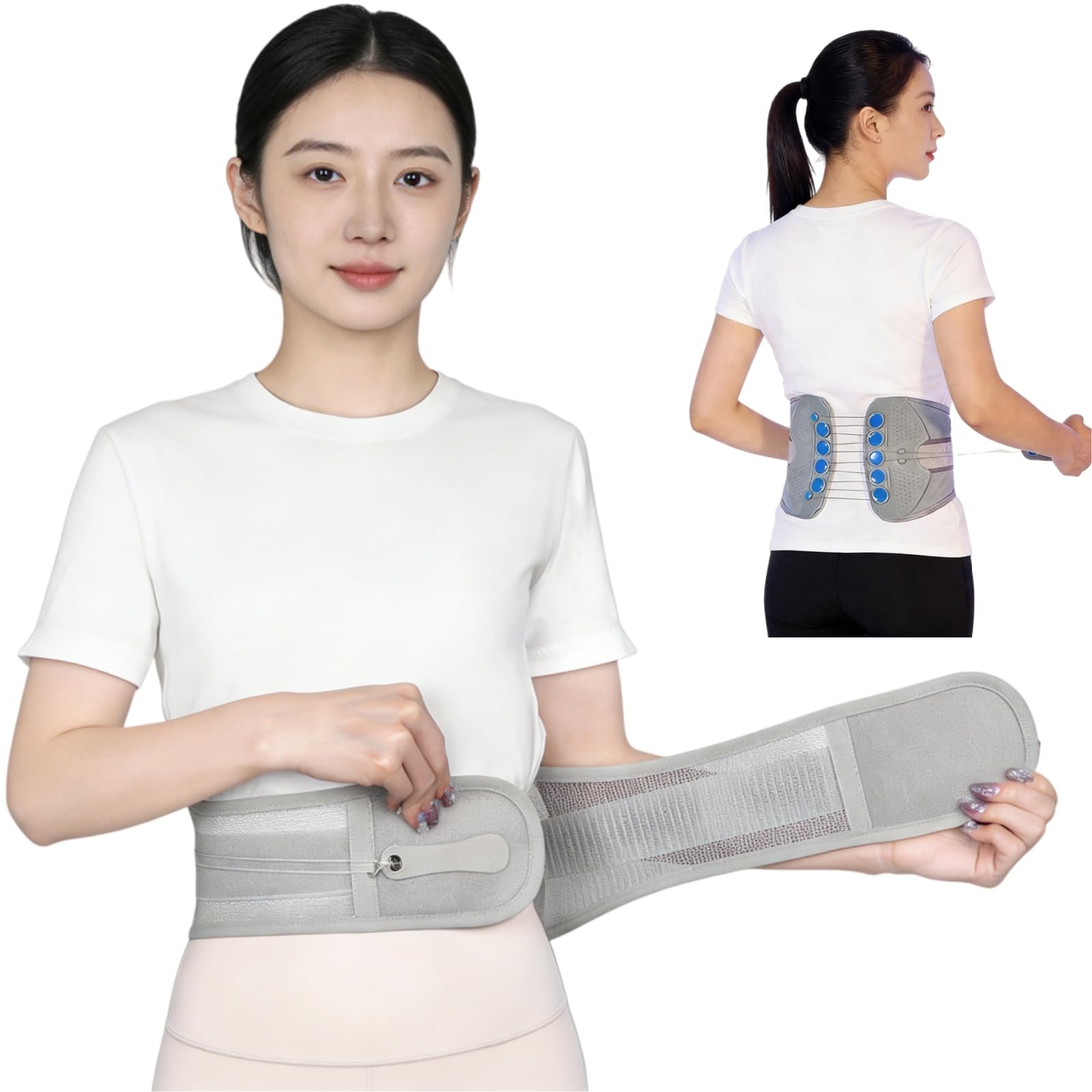 MOSABRUKI Lumbar Lumbar Support Breathable for Office and Everyday Use Support, Unisex, Support, High-Durability Plate, Mesh, Thin, Anti-Slip, серый