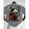 Summer Men's Japanese-style Ink-wash Samurai Pattern Casual Sports Street Style Trendy Short-sleeved T-shirt Soft Breathable