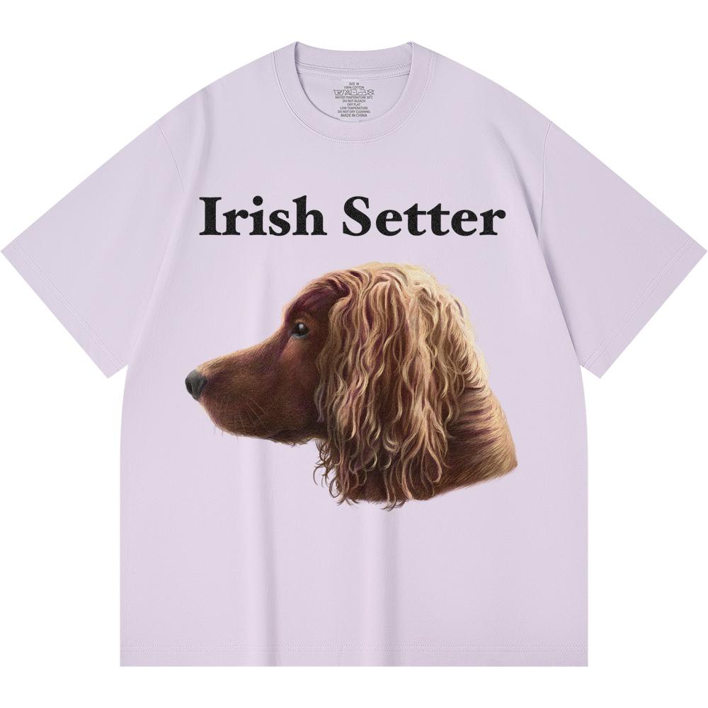 230GSM 100% Cotton T-Shirt Irish Setter Print Tees Funny Harajuku Style Combed Cotton Tshirt
