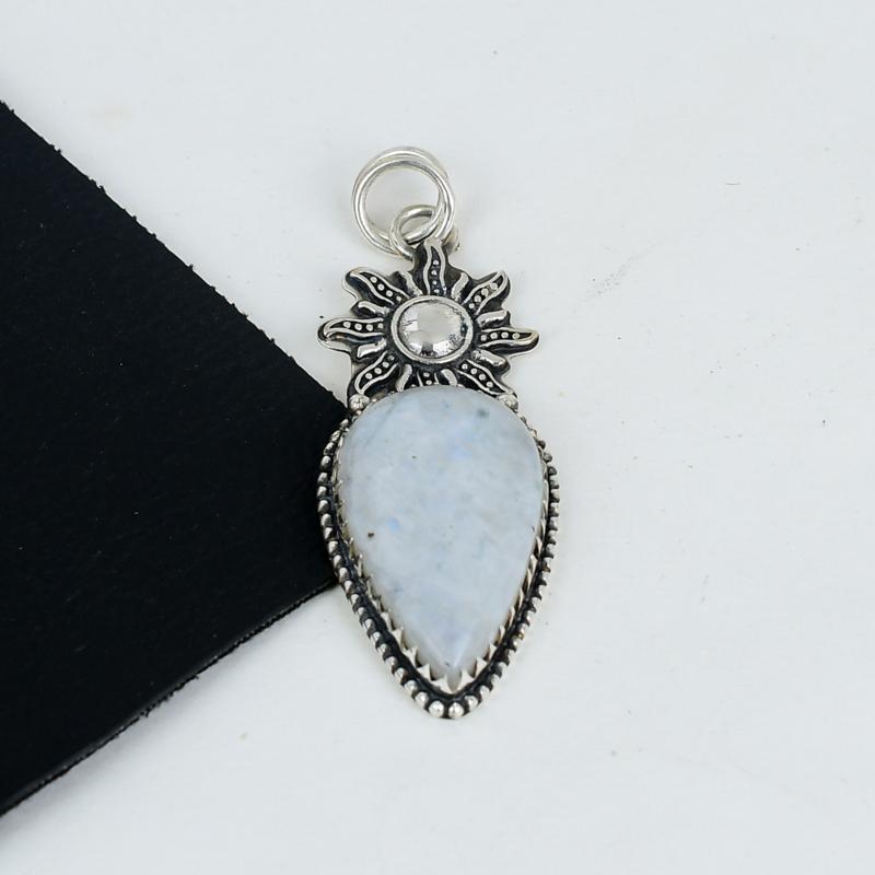 Natural Moonstone Gemstone Pendant 925 Sterling Silver- Handmade Design, Everyday Wear Jewelry, Unique Moonstone Pendant Father's Day Gift