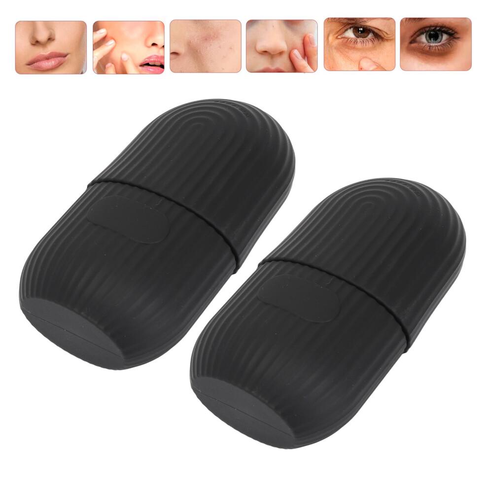 2pcs Ice Face Roller Reducing Puffiness Silicone Facial Eye Cold Roller Massage Tool for Home Black