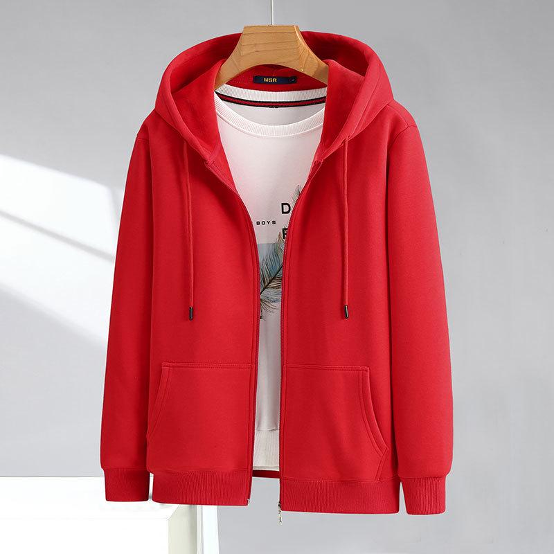 Men's Plus Size Fleece-Lined Zipper Hoodie - Thick, Loose Fit for Autumn and Winter