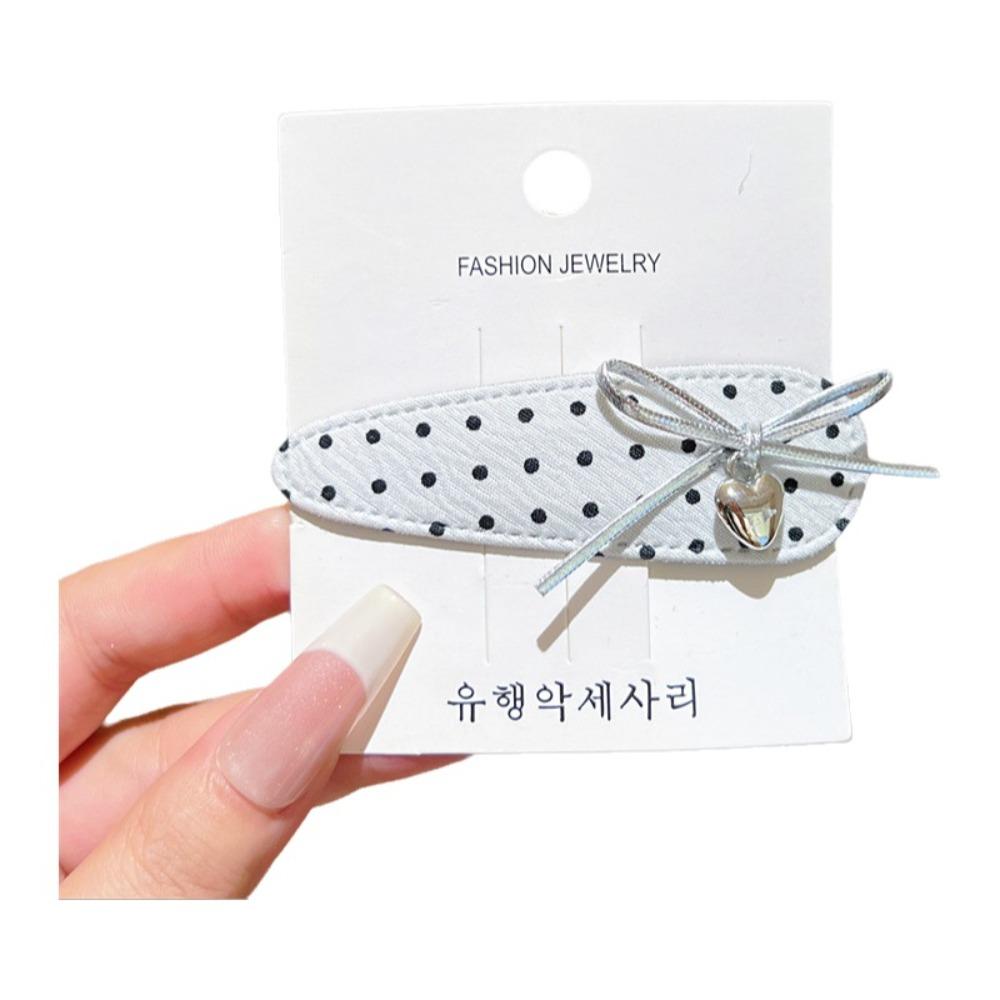 Elegant Bow BB Clip Side Parting Polka Dot Polka Dot Clip Versatile Design French Hair Clip Fashion Accessories