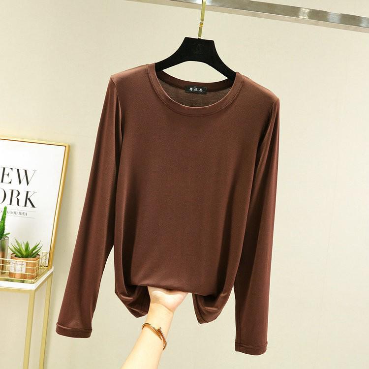 Damski jesienny zestaw piżamowy z bawełny modalnej – bluzka z długim rękawem i spodnie z szerokimi nogawkami