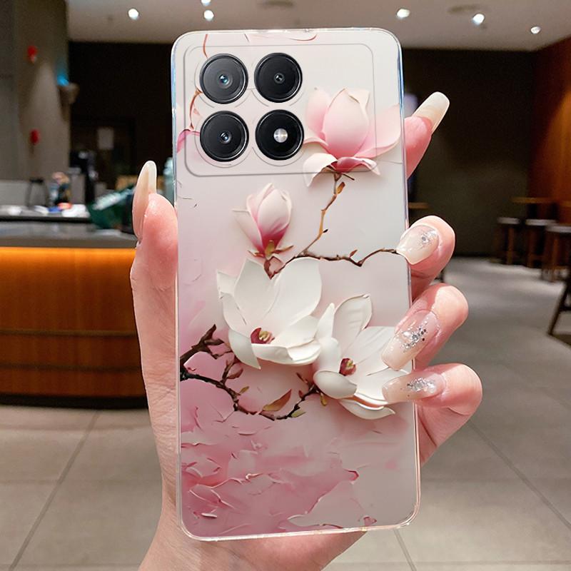 Phone Case For Xiaomi POCO X6 PRO 5G/Redmi K70E Fundas Capa Butterfly Bow Protective Casing Transparent Soft Silicone TPU Cover