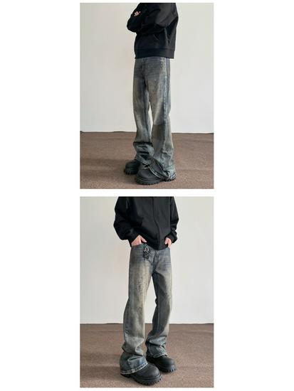 American DirtyFit Ink-Splashed Jeans: Unisex Straight Flared Vibe Slim Pants