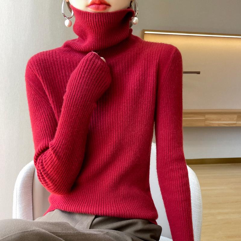 Women's Slim Fit Cashmere Blend High Neck Sweater - Autumn Winter 2024 Collection
