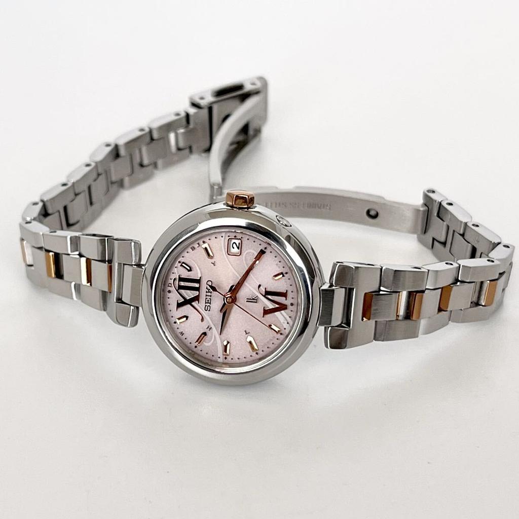 Polished Seiko Lukia Excellent Pink S2388 [Working Condition] Ladies' Watch, Radio-Controlled Solar, Condition, Dial, Gold
