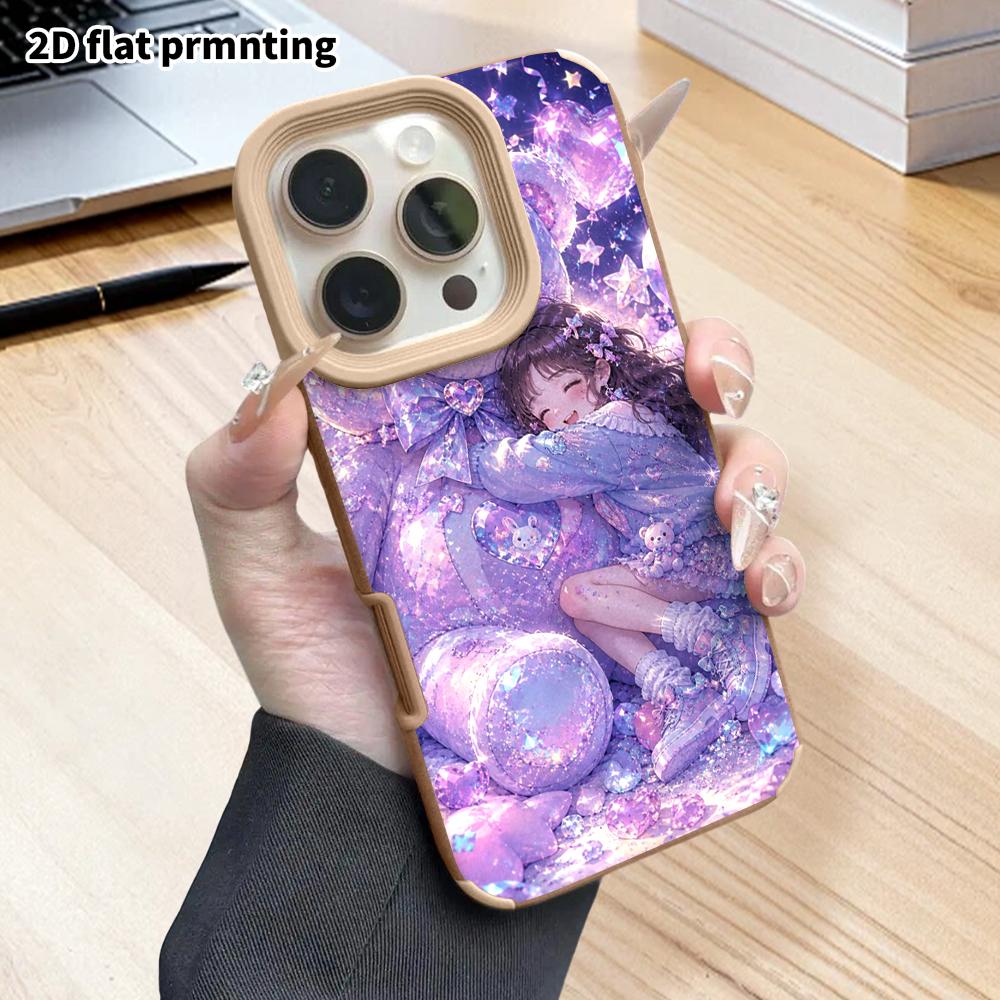Phone Case: 2D Flat Lambskin Suitable for iPhone 18 17 16 15 14 13 Pro Cases, Crystal Bear, Christmas and Halloween Gifts