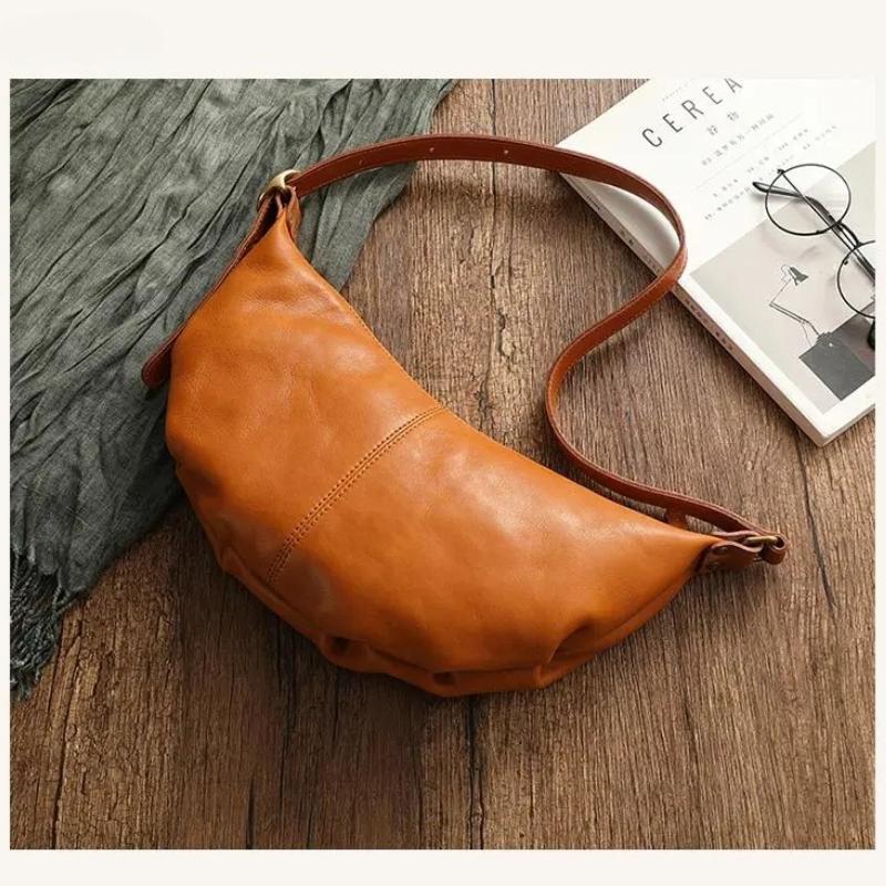 Johnature Handmade Genuine Leather Cow Horn Bag Texture Commuting Soft Cowhide Solid Color Women's Shoulder Bag