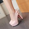 Fashion Customized Large Size Pumps Single Shoes 44 45 46 Yards Large Size High Heels with High-heeled Shoes with Butterfly Knot Diamond