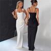 European and American Spring New Women's Clothing Temperament Solid Color Slim-fitting Waist Backless Square Neck Suspender Dress Women