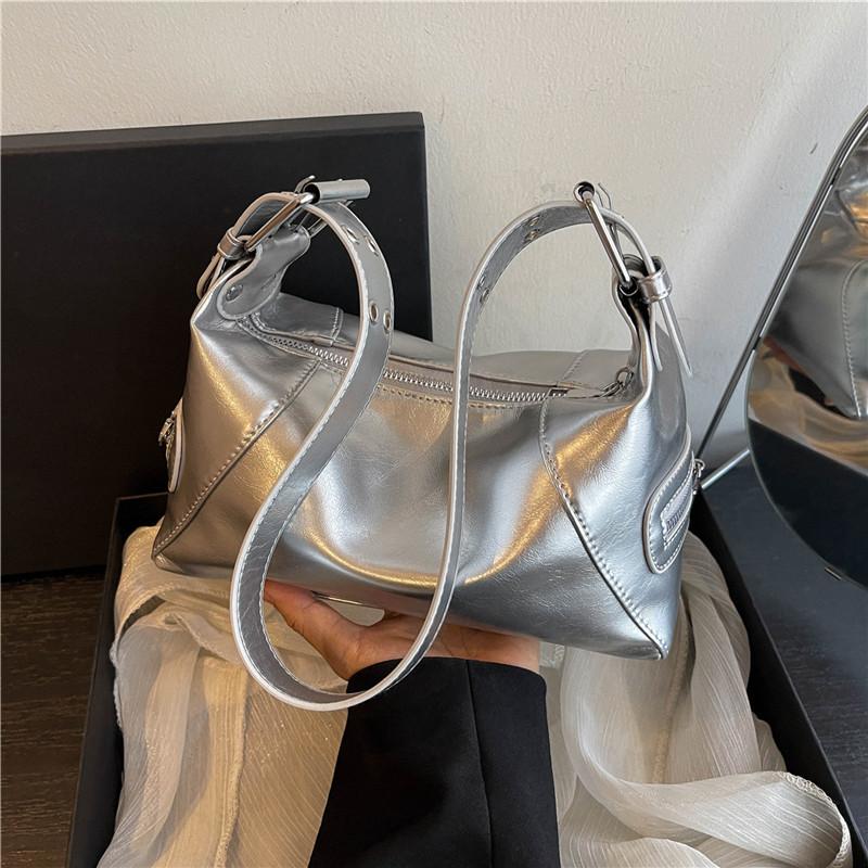 Silver Bag Women's Large Capacity 2025 New Trendy Popular Super Fire High Sense Shoulder Underarm Bag Crossbody Commuter Bag