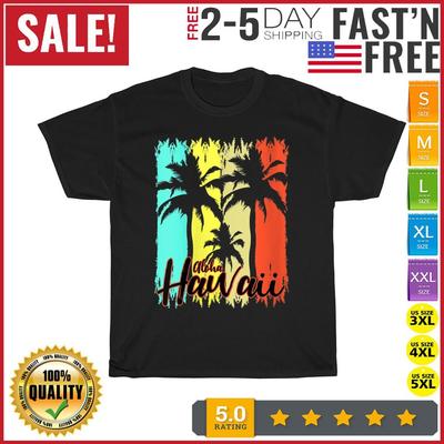 Womens Aloha Hawaii Retro Vintage Sunset Hawaiian Vacation T Shirt Men Women NEW