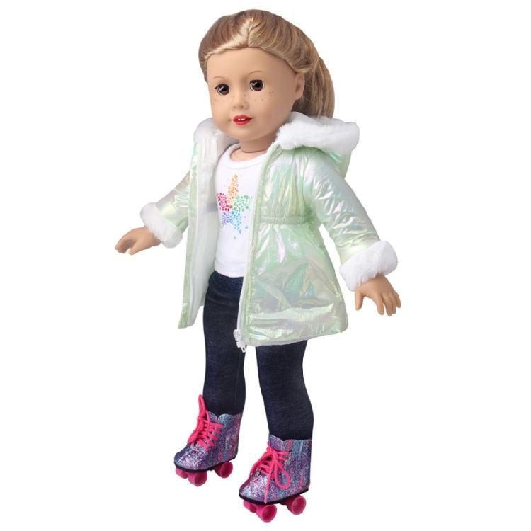 Long Coat Winter Doll Clothes For 18 Inch Girl Dolls Soft Plush Outfit Set Simple Wear Design