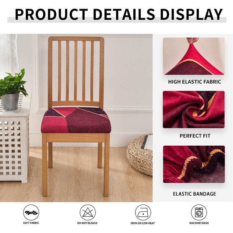 Potahy na židle do jídelny Strečový potištěný potah na jídelní židli Polstrovaný sedák na židli Slipcovers pro kuchyň, kancelář 1 ks