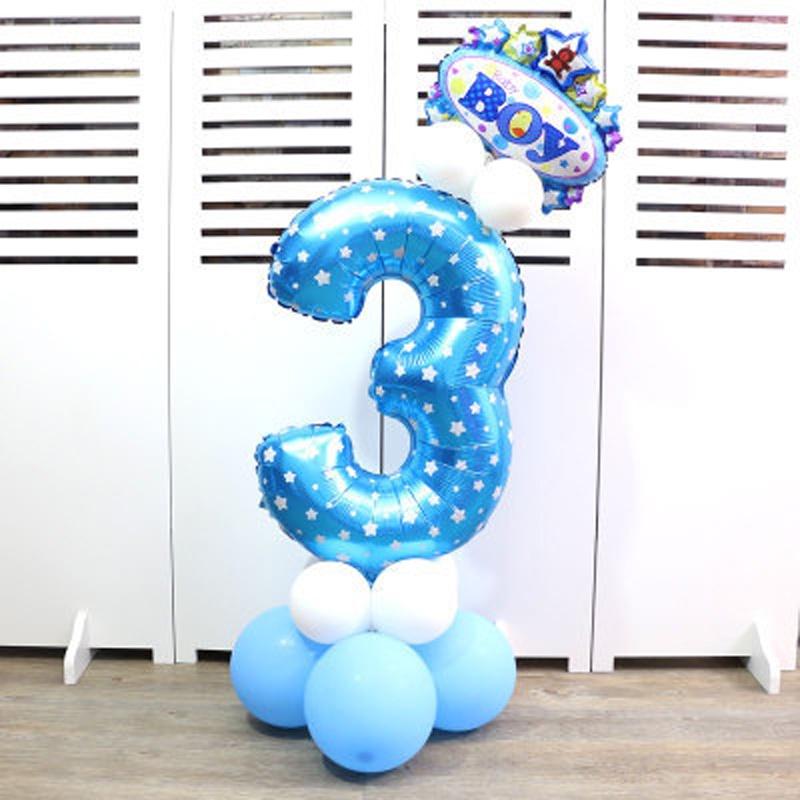 Elegant 32" Number Foil Balloon For Birthday Wedding And Party Decor Blue/pink