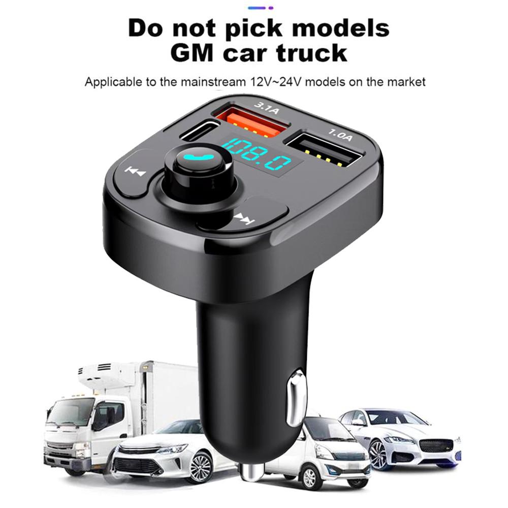 Multifunctional Dual USB Port Car Charger Wireless Bluetooth 5.0 FM Transmitter Music Adapte Hands-Free Car Kit Radio Receiver