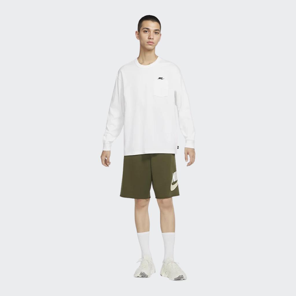 Nike Solid Color Letter Logo Sport Casual Round Neck Long Sleeve T-shirt Men Tops White DR7930-100