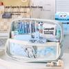 Large Capacity Blue Transparent Ita Pencil Case - Stylish and Functional for Students