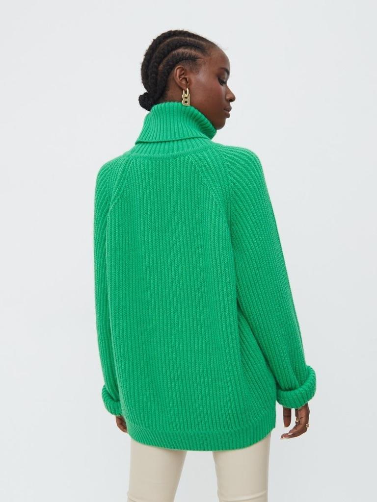 Autumn/Winter European & American High Neck Solid Color Loose Knit Sweater