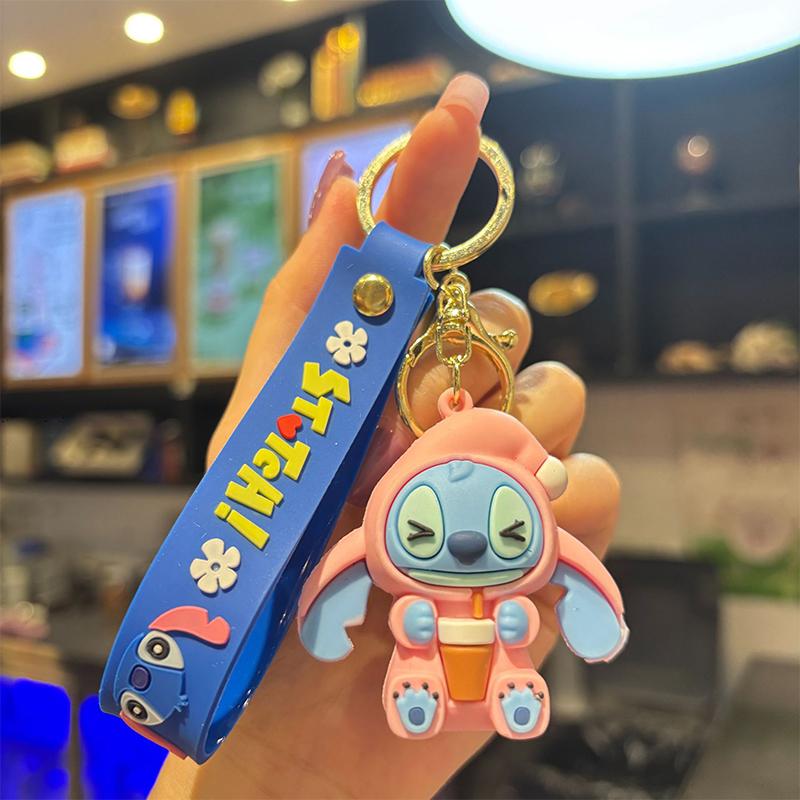 Anime Lilo & Stitch Keychians Cute Stitch Angel Pendant Keychain Cartoon Car Keyring Ornament Toy Gifts For Unisex
