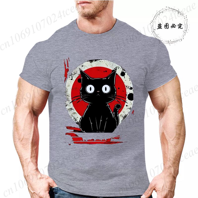 Kawaii Cat Japanese Black Anime Cat Men's T Shirt Tee T-Shirt Kawaii Clothes Shirts for Women Tops Graphic T Shirts Camisetas