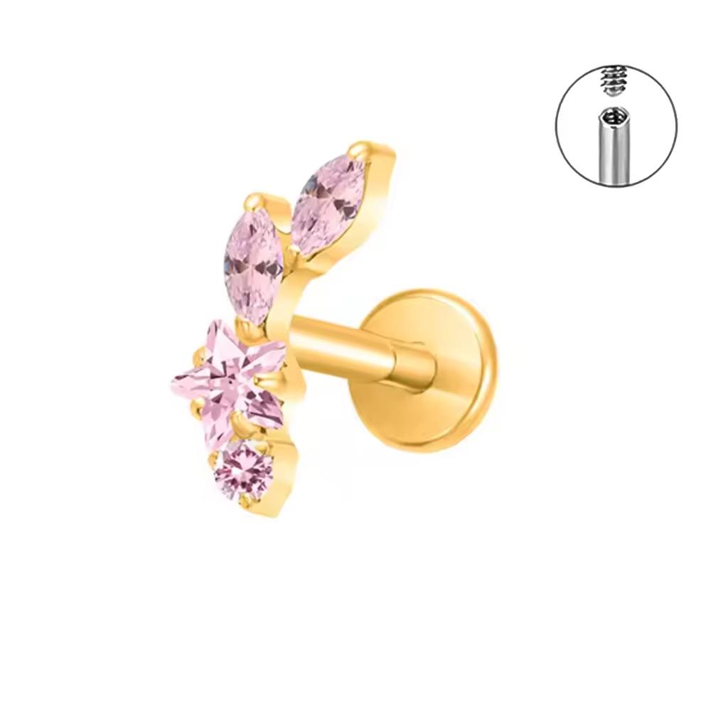 PUTITUP Official F136 High-Quality Titanium Alloy Zirconia Stud Earring Set Fashion Ear Cartilage Lip Stud Body Piercing Jewelry