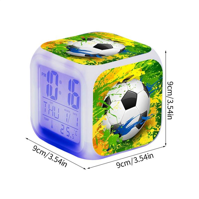 Creative Football Alarm Clock Kid Alarm Clock Bedside Alarm Clock Night Light Color Change 7 Colors Led Alarm Clock Home Decor
