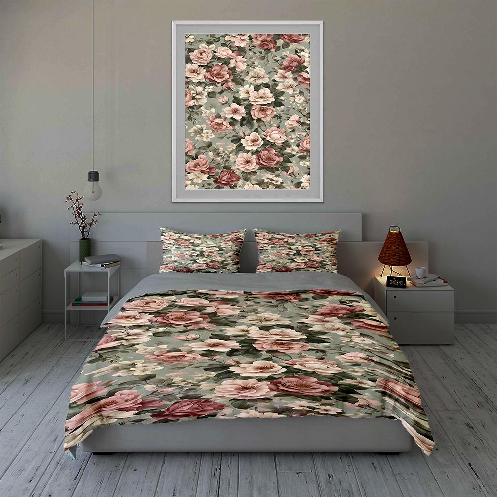 Floral rose pattern. Bedding Duvet cover sets Duvet covers Pillowcases gifts (1 * Duvet Cover 2 * Pillowcases, without duvet insert)