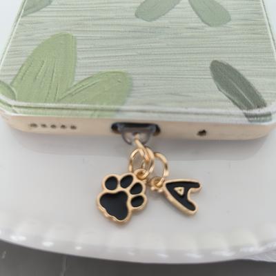 1 Zwarte Kattenpoot Dierenvormige Telefoon Stofplug met Letters, Geschikt voor IPhone/Type-C Interface Stofpluggen, DIY Telefoon Decoratie en Bescherming
