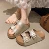 Fashion and comfortable platform slippers women's 2025 summer new outer wear Boken shoes heightened non-slip one-word slippers