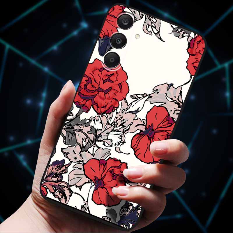 3D Flowers Emboss Fundas For Samsung A25 A35 A55 5G Case Soft Silicone Phone Cases for Galaxy A25 5G Back Cover Shell SamsungA55