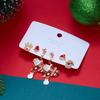 3 Pairs Christmas Mixed Earring Set For Women Cute Santa Claus Bell Candy Cane Hat Glove Elk Pearl Zircon Earring Party Jewelry
