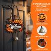 Wooden Craft Hanging Decoration Halloween Pumpkin Ghost Welcome Door Hanger Sign, Cute Wall Ornament with Bell Holiday Sign for Store Entry