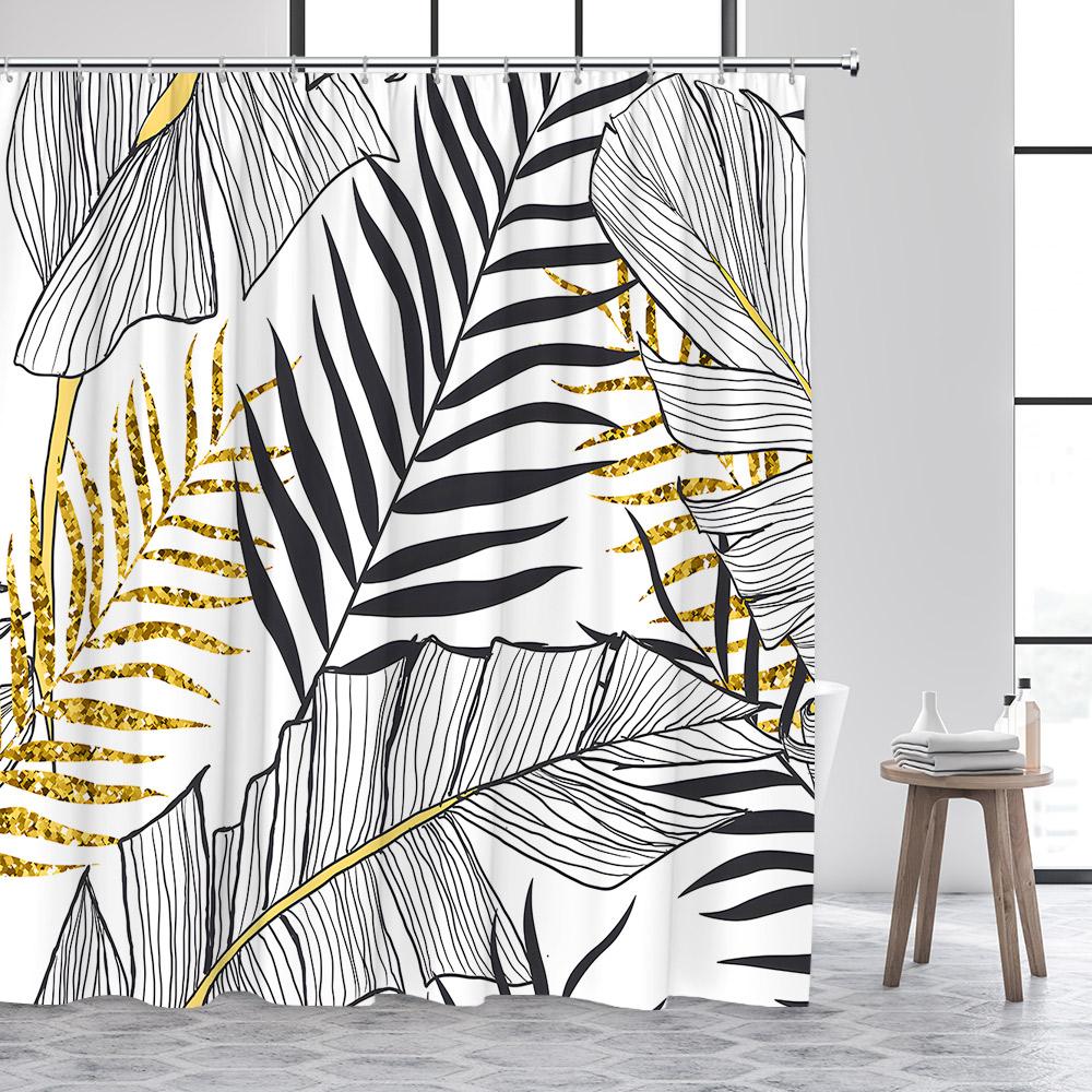 

Tropical Plant Leaves Shower Curtain Hummingbird Palm Leaf Monstera Butterfly Watercolour Art Fabric Home Decor Bathroom Curtain 90x180cm-35x70in