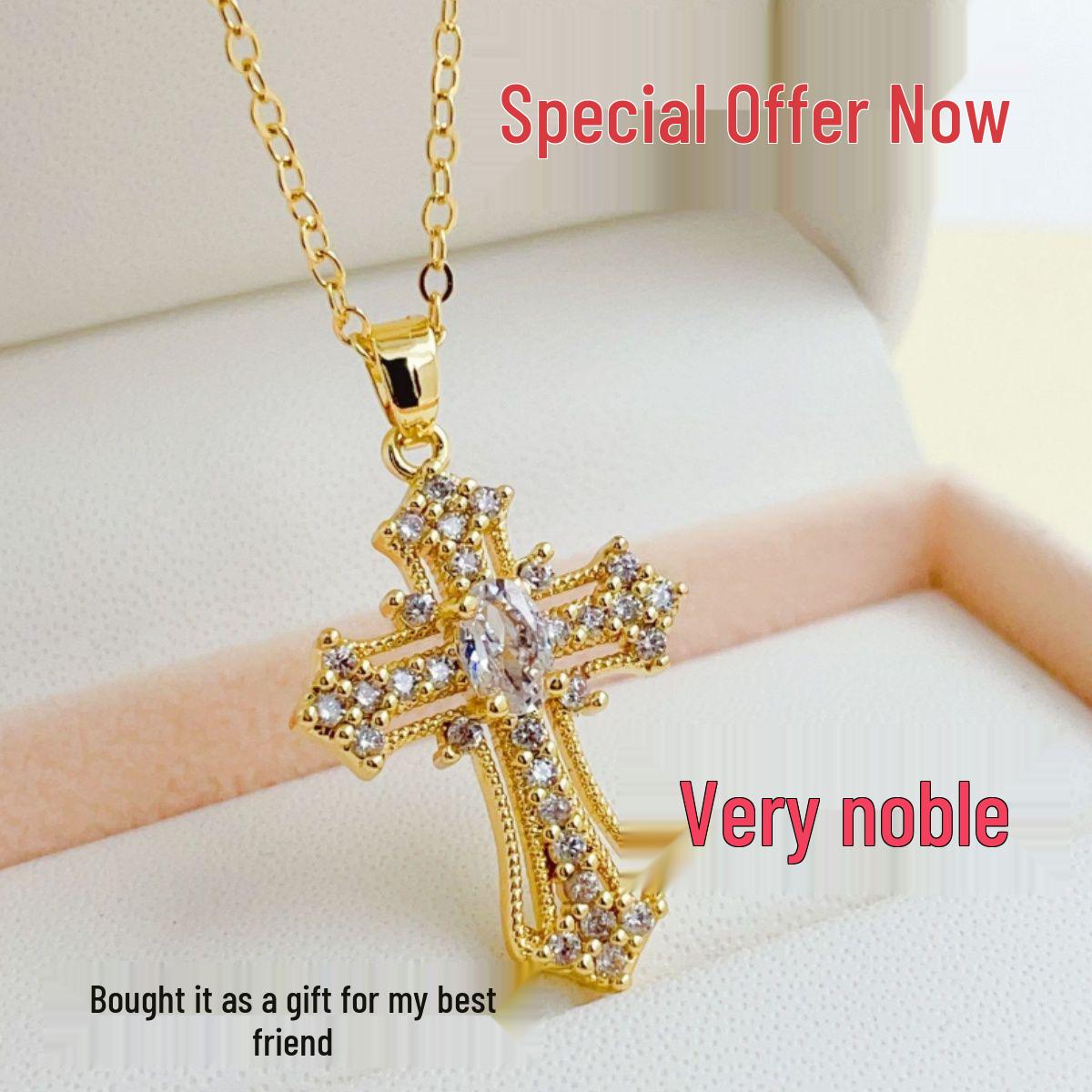 Retro Cross Pendant Necklace - Creative, Elegant  Commemorative Fashion Accessory