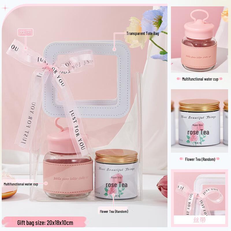 Elegant Glass Cup & Flower Tea Gift Set