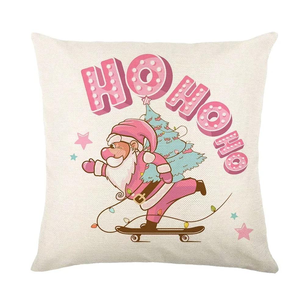 Christmas Day Party Decoration Pillowcase Santa Claus Dwarf Snowman Print Pillow Cover Sofa Room Home Decoration Christmas Gift