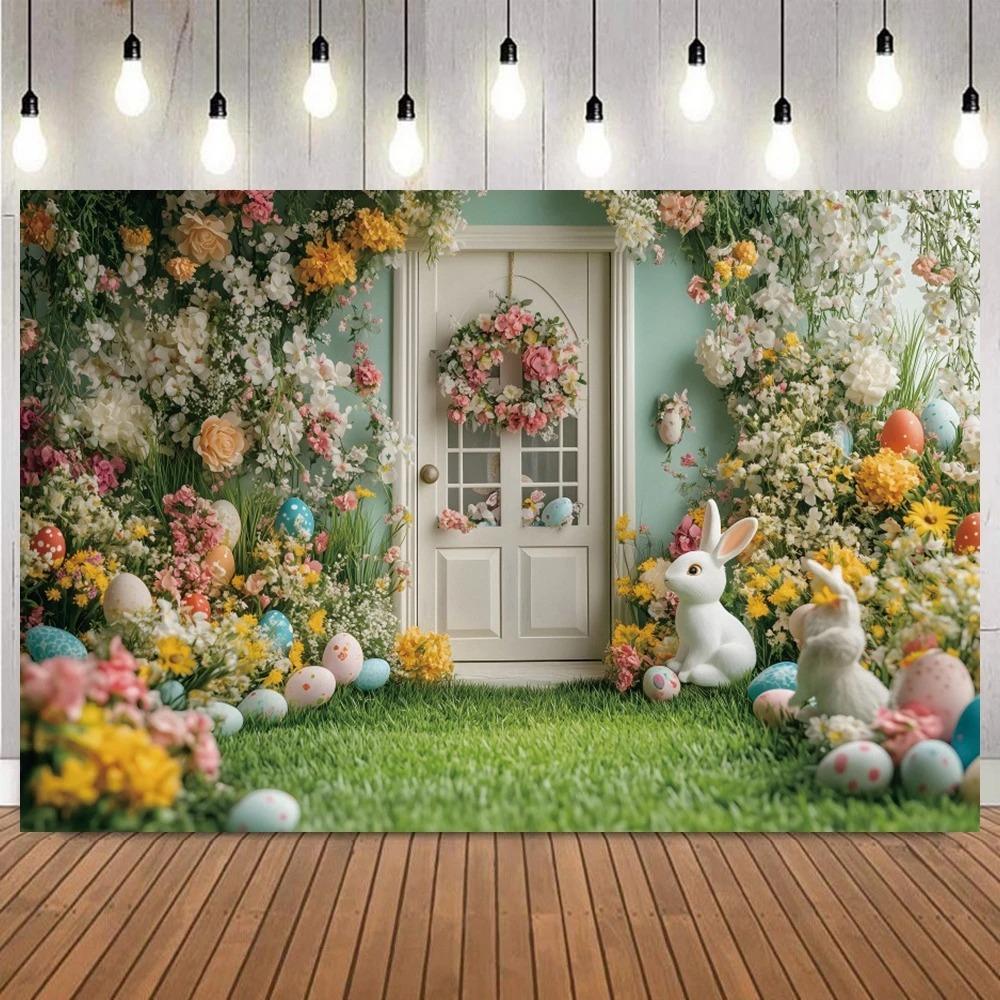 Easter Fairy Tale Forest Rabbit Easter Egg Photography Background, Children Birthday Party Home Decoration Photography Backdrop2