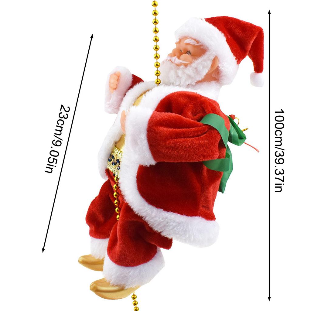 Climbing Santa Christmas Toy with Music Auto Up Down Movement Christmas Tree Decoration Hanging Ornament 1M Bead Chain