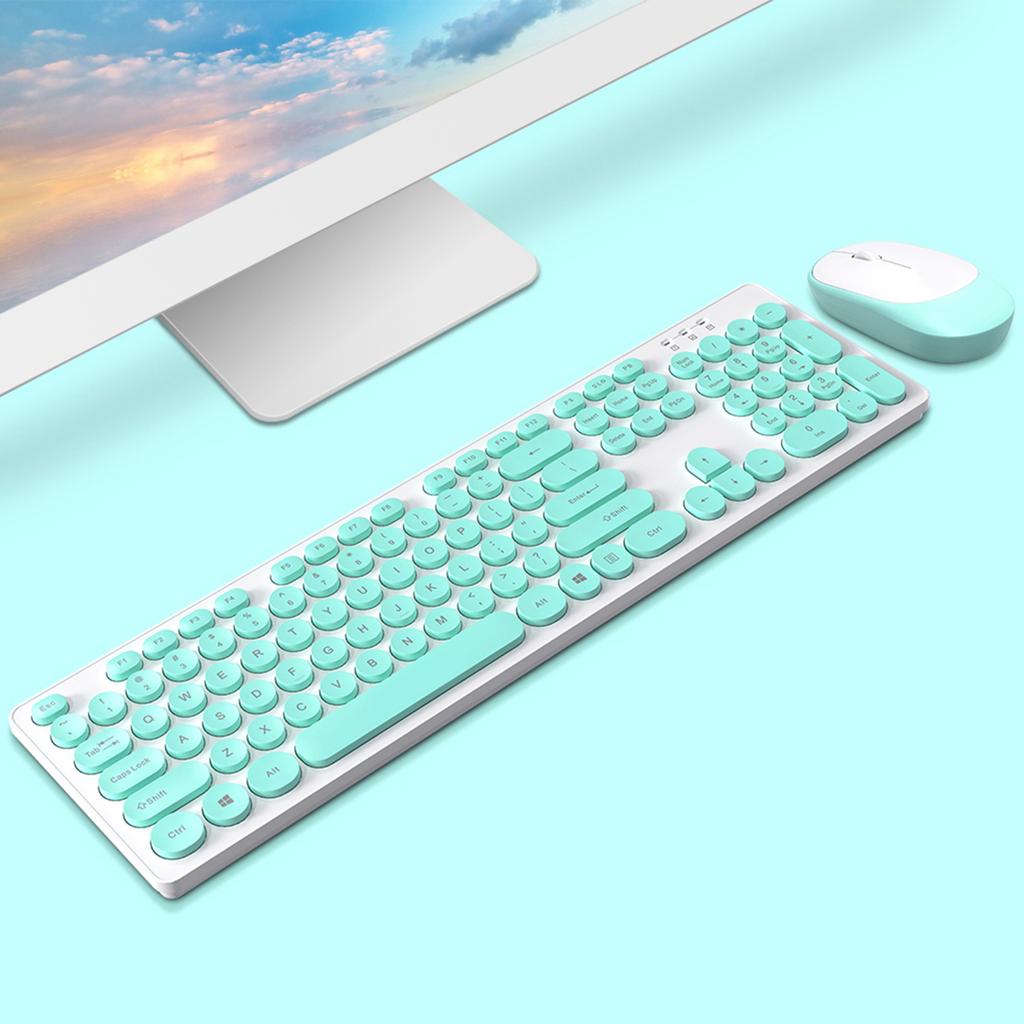 T-WOLF TF770 2.4G Wireless Keyboard Mouse Combo  Punk Round Keycap Comfortable   Typing Wide Compatibility Pink