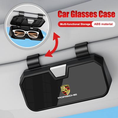 Car Sun Visor Glasses Case Organizer Storage Box For Panamera Carman Macann Bobst Cayenne 911 981 991 970 996 Sticker