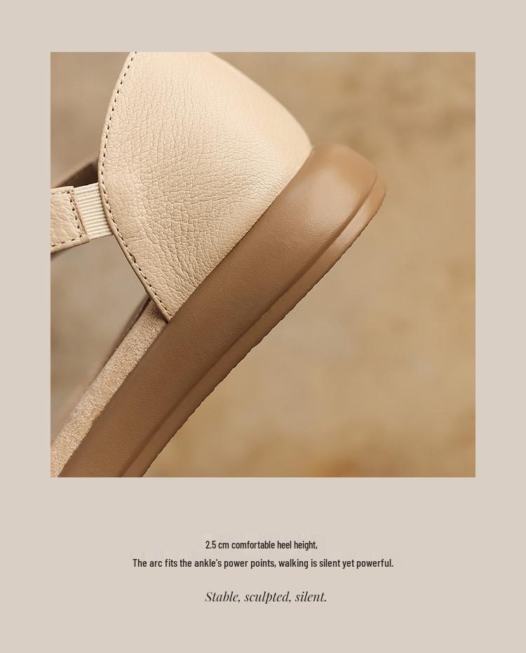Frauen Sandalen: Weiche Sohle, Keine Laufmüdigkeit, Rindsleder erste Schicht, Kreuzriemen, Dicke Sohle, Lammfellfutter, Offene Hausschuhe, Lässiger Stil.