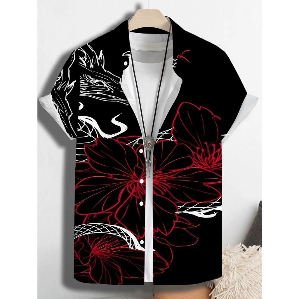 2026 Fashion Men's Summer Casual Shirt Hawaiian Man Women Short Sleeve Beach Party Print Tops